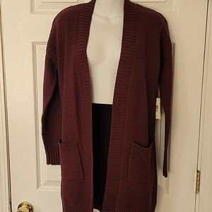 MAX STUDIO burgundy longer open sweater.  NWT, SIZE XS